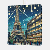 Eiffeltoren in Parijs, Frankrijk tijdens de kerstd Keramisch Ornament (Links)