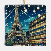 Eiffeltoren in Parijs, Frankrijk tijdens de kerstd Keramisch Ornament (Voorkant)