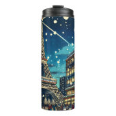 Eiffeltoren in Parijs, Frankrijk tijdens de kerstd Thermosbeker (Voorkant)