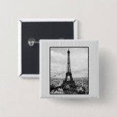 Eiffeltoren in Parijs gestript  Vierkante Button 5,1 Cm (Voorkant /achterkant)