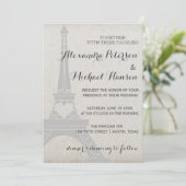 Eiffeltoren in Parijs op Antiek grijs huwelijk Kaart (Staand voorkant)