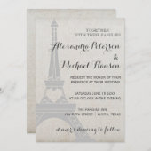 Eiffeltoren in Parijs op Antiek grijs huwelijk Kaart (Voorkant / Achterkant)