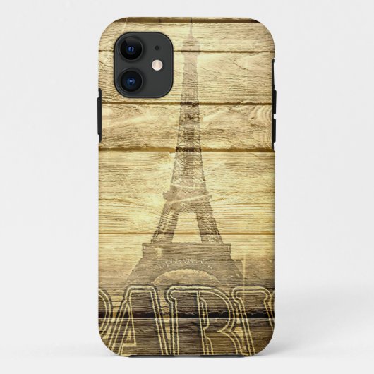 Eiffeltoren in Parijs op hout Case-Mate iPhone Case (Achterkant)