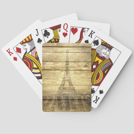 Eiffeltoren in Parijs op hout Pokerkaarten (Achterkant)