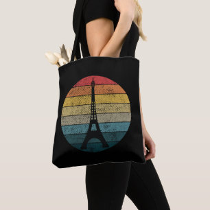 Eiffeltoren in Parijs Retro Sunset Circle Vintage Tote Bag