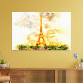 Eiffeltoren in Parijs tijdens zonsondergang nr1 Canvas Afdruk (Insitu (Woonkamer))