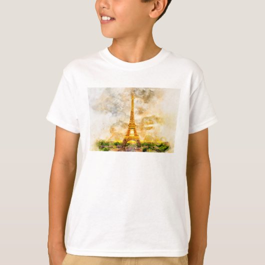 Eiffeltoren in Parijs tijdens zonsondergang nr1 T-shirt (Voorkant)