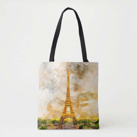 Eiffeltoren in Parijs tijdens zonsondergang nr1 Tote Bag (Voorkant)