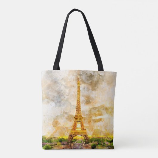 Eiffeltoren in Parijs tijdens zonsondergang nr1 Tote Bag (Achterkant)