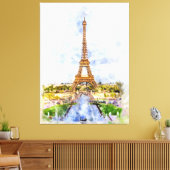 Eiffeltoren in Parijs tijdens zonsondergang nr2 Canvas Afdruk (Insitu (Woonkamer))