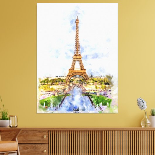 Eiffeltoren in Parijs tijdens zonsondergang nr2 Canvas Afdruk (Insitu (Woonkamer))