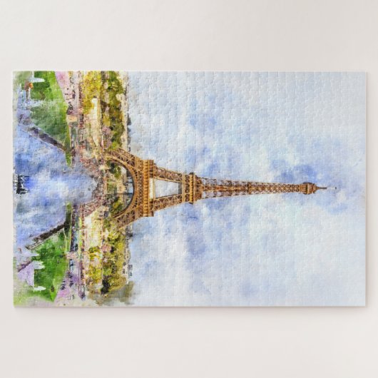 Eiffeltoren in Parijs tijdens zonsondergang nr2 Legpuzzel (Horizontaal)