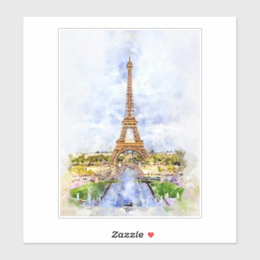 Eiffeltoren in Parijs tijdens zonsondergang nr2 Sticker (Vel)