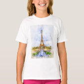 Eiffeltoren in Parijs tijdens zonsondergang nr2 T-shirt (Voorkant)