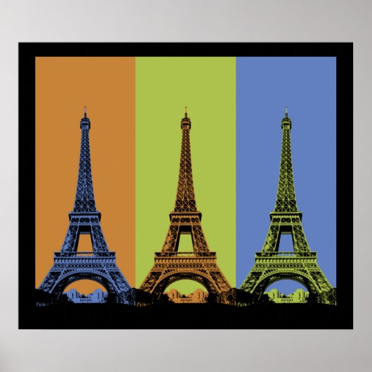 Eiffeltoren in Parijs Triptych Poster (Voorkant)