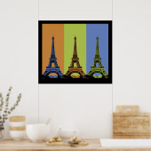 Eiffeltoren in Parijs Triptych Poster (Keuken)
