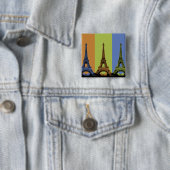 Eiffeltoren in Parijs Triptych Vierkante Button 5,1 Cm (In situ)