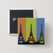 Eiffeltoren in Parijs Triptych Vierkante Button 5,1 Cm (Voorkant /achterkant)