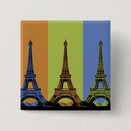 Eiffeltoren in Parijs Triptych Vierkante Button 5,1 Cm (Voorkant)
