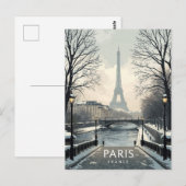 Eiffeltoren in Parijs winter sneeuw Briefkaart (Voorkant / Achterkant)