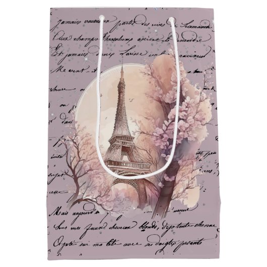 Eiffeltoren in Spring Gift Bag Medium Cadeauzakje (Achterkant)