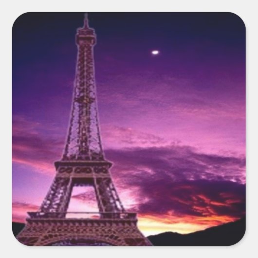 Eiffeltoren in Sunshine Sky Vierkante Sticker (Voorkant)