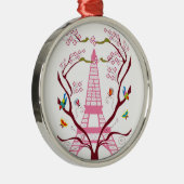 Eiffeltoren in voorjaarsversiering metalen ornament (Rechts)