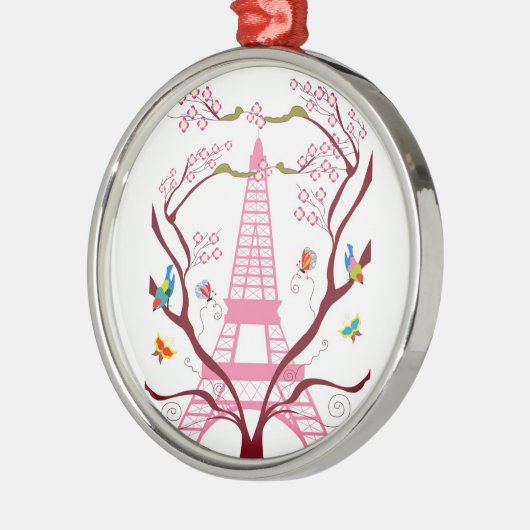 Eiffeltoren in voorjaarsversiering metalen ornament (Links)