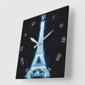 Eiffeltoren in White Neon Glow Square Wall Clock Vierkante Klok (Hoek)