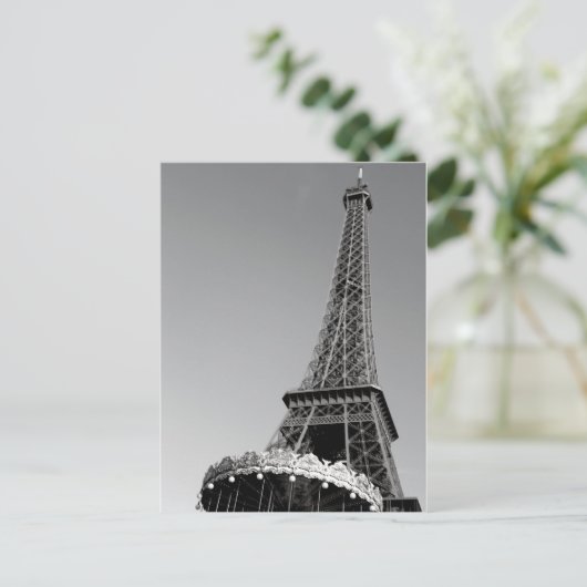 Eiffeltoren in zwart-wit briefkaart (Staand voorkant)