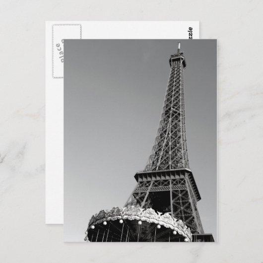 Eiffeltoren in zwart-wit briefkaart (Voorkant / Achterkant)