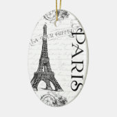 Eiffeltoren in zwart-wit keramisch ornament (Links)