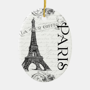 Eiffeltoren in zwart-wit keramisch ornament