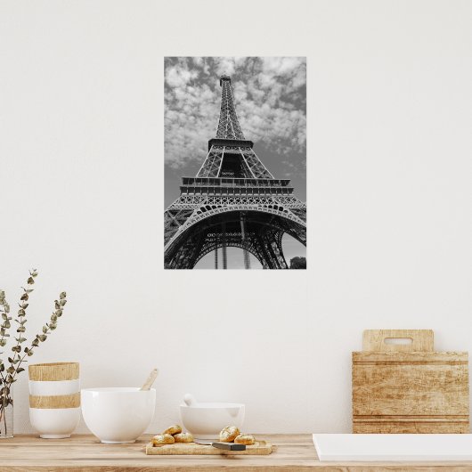 Eiffeltoren in zwart-wit poster (Keuken)