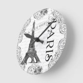 Eiffeltoren in zwart-wit ronde klok (Hoek)