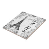 Eiffeltoren in zwart-wit tegeltje (Zijkant)