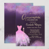 Eiffeltoren jurk stoffig paars Quinceanera  Kaart (Voorkant / Achterkant)