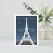 Eiffeltoren kerstkaart feestdagenkaart (Staand voorkant)