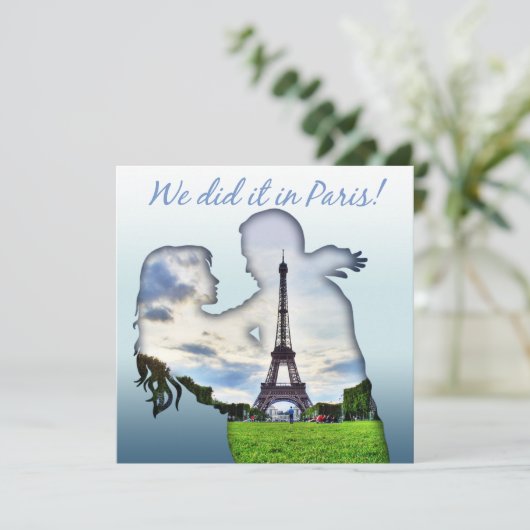 Eiffeltoren Koppel Parijs Trouwreceptie Kaart (Staand voorkant)