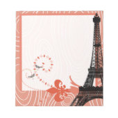 Eiffeltoren Koraal Cute Wood Graan Tortelduifjes Notitieblok (Voorkant)
