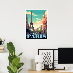 Eiffeltoren kunst vintage parijs toren frankrijk g poster