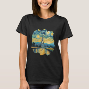 Eiffeltoren Kunstwerk Louvre Museum Franse Toerist T-shirt