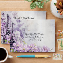 Eiffeltoren lavendel Romance bruiloft envelop