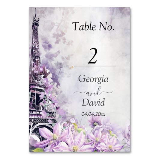 Eiffeltoren lavendel Romance bruiloft Kaart (Voorkant)