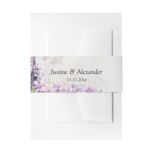 Eiffeltoren lavendel Romance bruiloft Uitnodigingen Wikkel (Voorkant Voorbeeld)