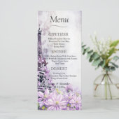 Eiffeltoren Lavendel Romantisch Trouwmenu Menu (Staand voorkant)