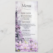 Eiffeltoren Lavendel Romantisch Trouwmenu Menu (Voorkant)