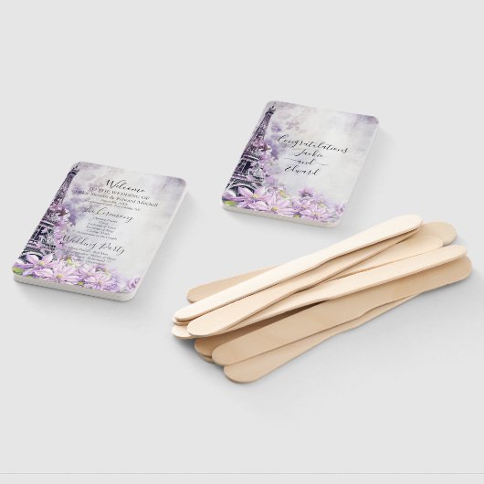 Eiffeltoren Lavendel Romantisch Trouwprogramma Handwaaier (Niet-gemonteerd)
