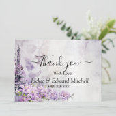 Eiffeltoren Lavendel Romantische Trouw Dank Je Bedankkaart (Staand voorkant)