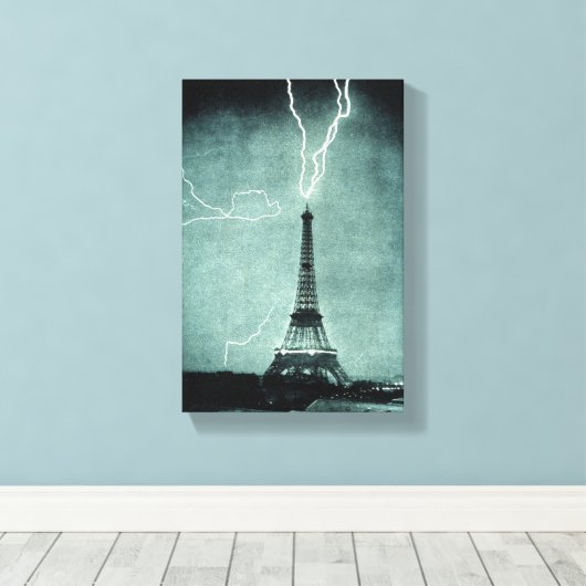 Eiffeltoren Lightning Strike Canvas Print (Insitu (Houten vloer))